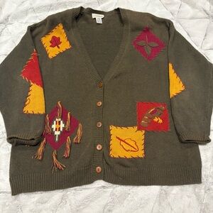 Vintage Suburbans Women’s Size Xl Button Carrdigan Fall Leaf Grannycore
